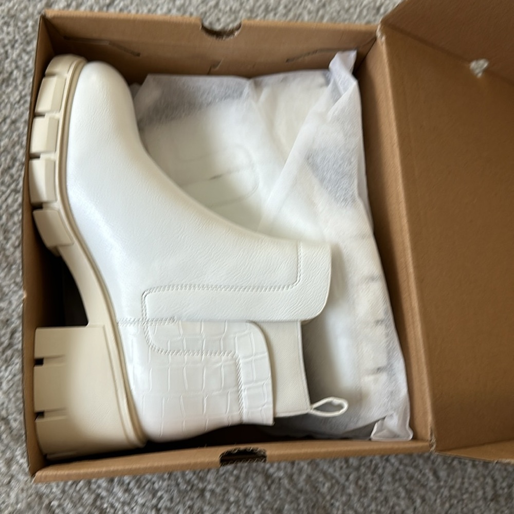 White Leather Look Boots - New in Box!